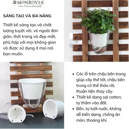 🌸Chậu Ban Công Tự Tưới- K01 MONROVIA- Tô Điểm Không Gian Sống.