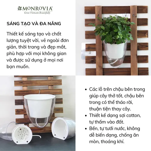 🌸Chậu Ban Công Tự Tưới- K01 MONROVIA- Tô Điểm Không Gian Sống.