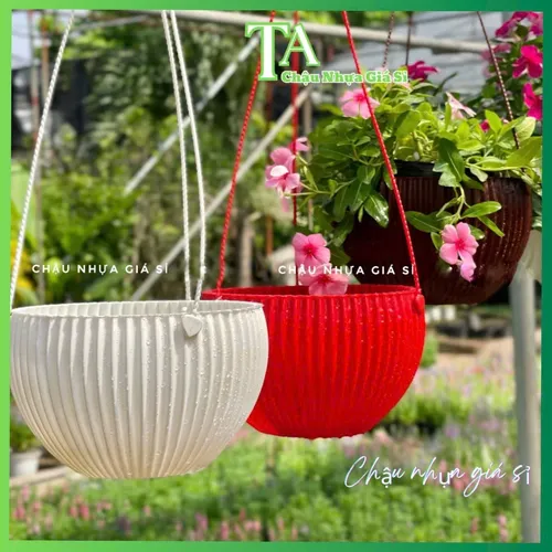 🧑‍🌾Chậu Hoa Treo Ban Công Vân Sọc Cao Cấp- Khám Phá Vẻ Đẹp TINH TẾ!