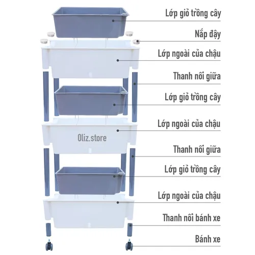 🌟 Chậu trồng rau 3 tầng- Tiết Kiệm Không Gian, Hiệu Quả Cao.