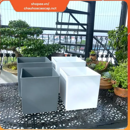 🍃Chậu Nhựa Vuông Trồng Cây Giả Sứ Cao Cấp - Sang Trọng Như Sứ, Bền Bỉ Gấp Bội!