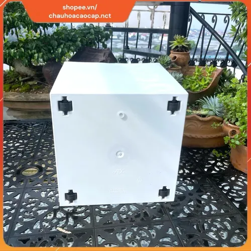 🍃Chậu Nhựa Vuông Trồng Cây Giả Sứ Cao Cấp - Sang Trọng Như Sứ, Bền Bỉ Gấp Bội!