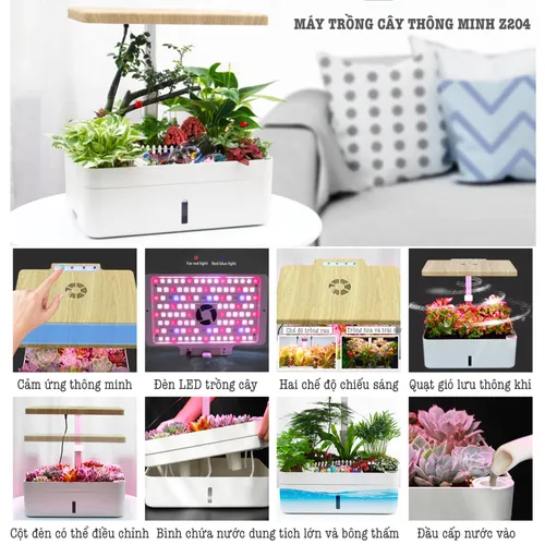 🌻 Chậu Cây Thông Minh Tự Tưới Oliz Z204 – Có Đèn Chiếu Sáng Quang Hợp Cho Cây.