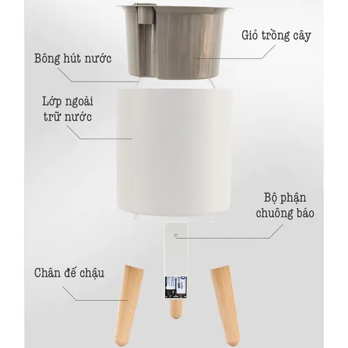 🌱 Chậu Trồng Cây Thông Minh Tự Tưới – Tiện Lợi- Có Chuông Báo Khi Cây Thiếu Nước.