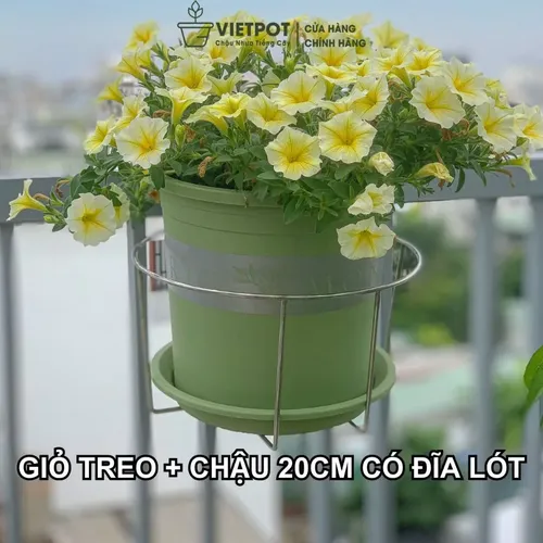 🌱Giỏ Treo Chậu Cây Ban Công VIETPOT - Bền Bỉ, Chống Rỉ, Tô Điểm Không Gian Sống!