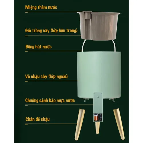 🌞 Chậu Trồng Cây Thông Minh – Tiết Kiệm Thời Gian, Có Chuông Báo Khi Cây Thiếu Nước.