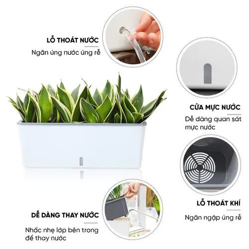 🌿Chậu Trồng Cây Ban Công Cao Cấp- Tự Tưới MONROVIA SC06- Đẹp Mắt, Bền Lâu.