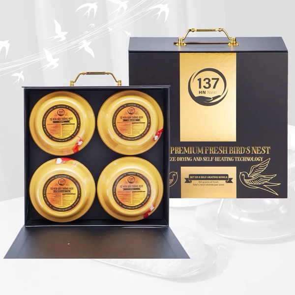 Hộp Quà Tứ Quý An Khang (Đen) - Yến Tự Sôi 137 HN NEST Cao Cấp