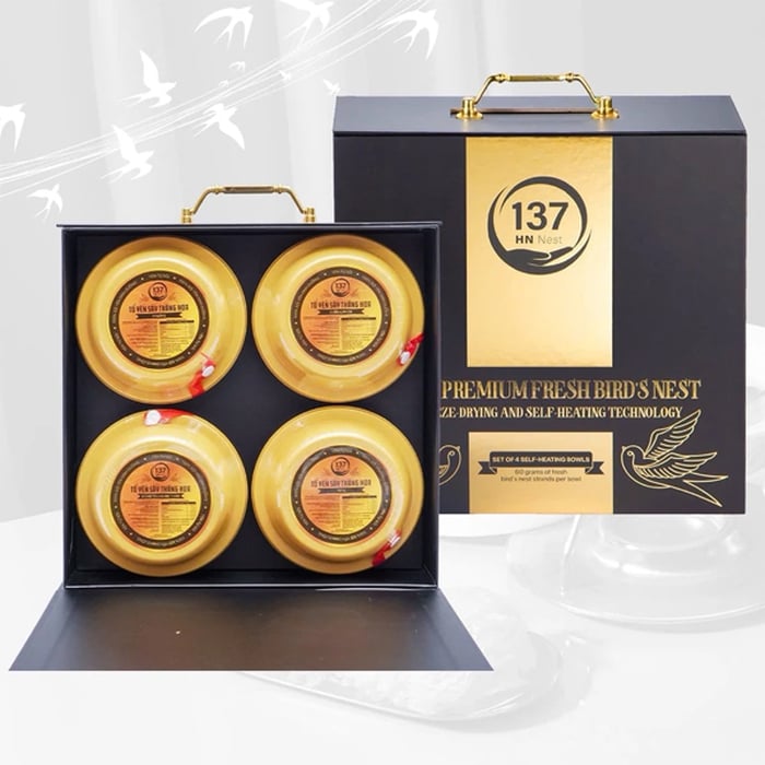 Hộp Quà Tứ Quý An Khang (Đen) - Yến Tự Sôi 137 HN NEST Cao Cấp