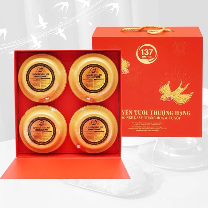 Hộp Quà Tứ Quý An Khang (Đỏ) - Yến Tự Sôi 137 HN NEST Cao Cấp