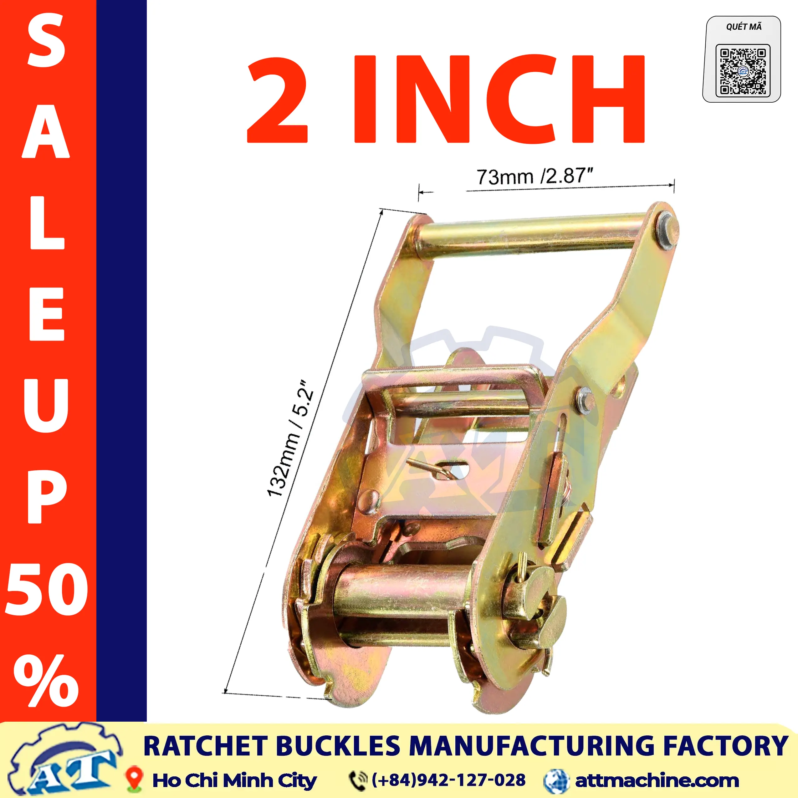 2 Inch Ratchet Buckle Construction and Dimensions