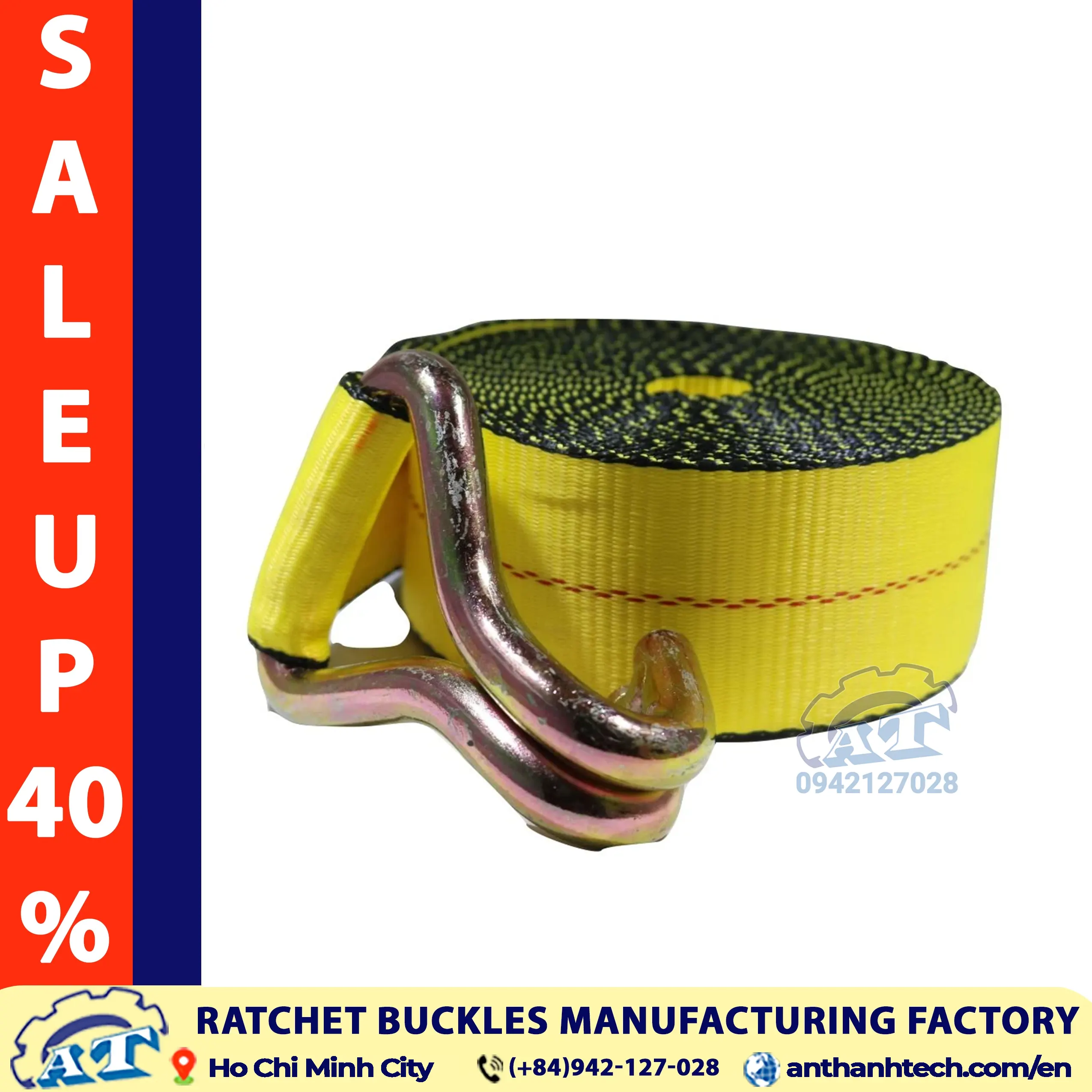 3" x 30 Ft Heavy Duty Flatbed Ratchet Strap w/ Wire Hooks | ATTMACHINE