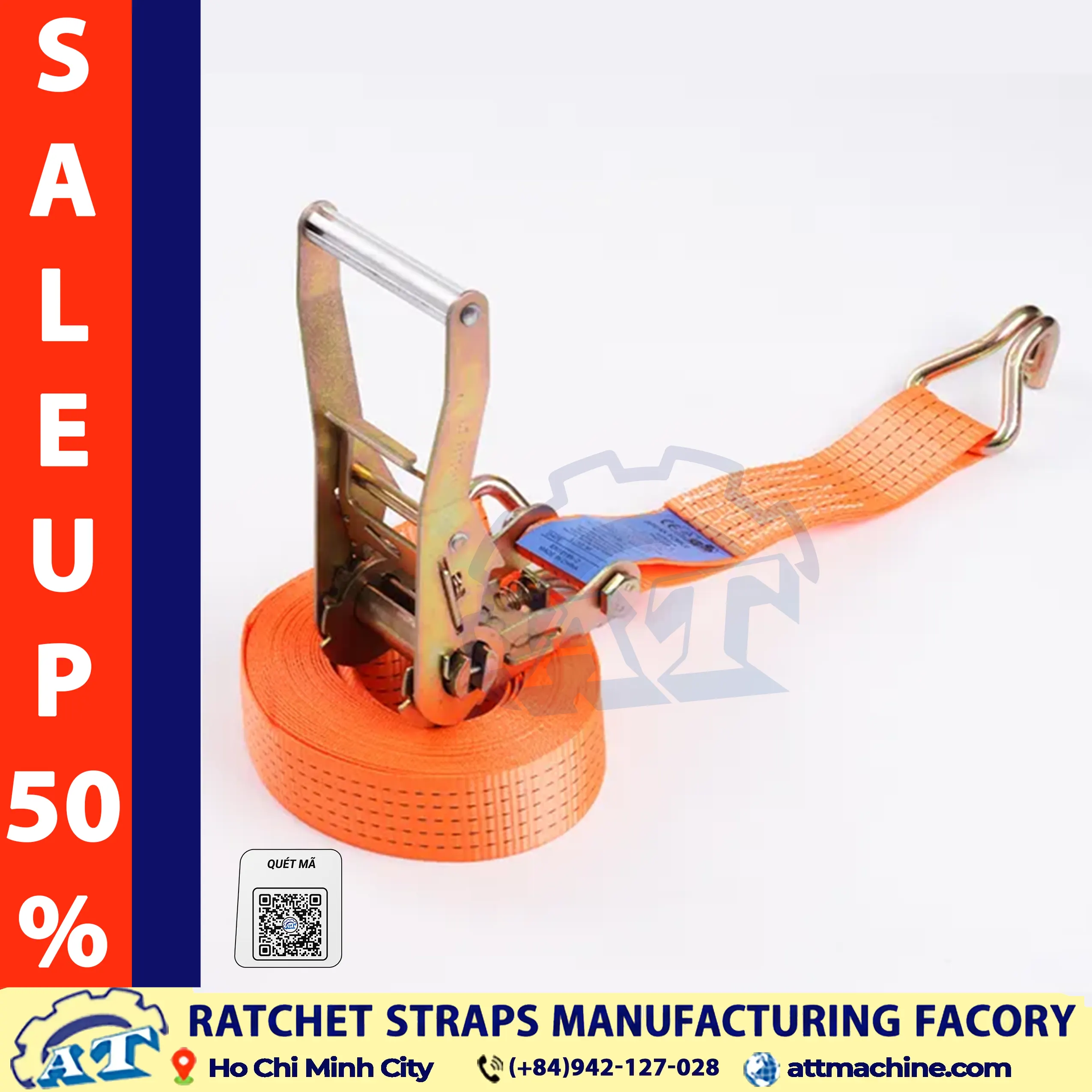 2 Inch Ratchet Strap with Double J-Hooks