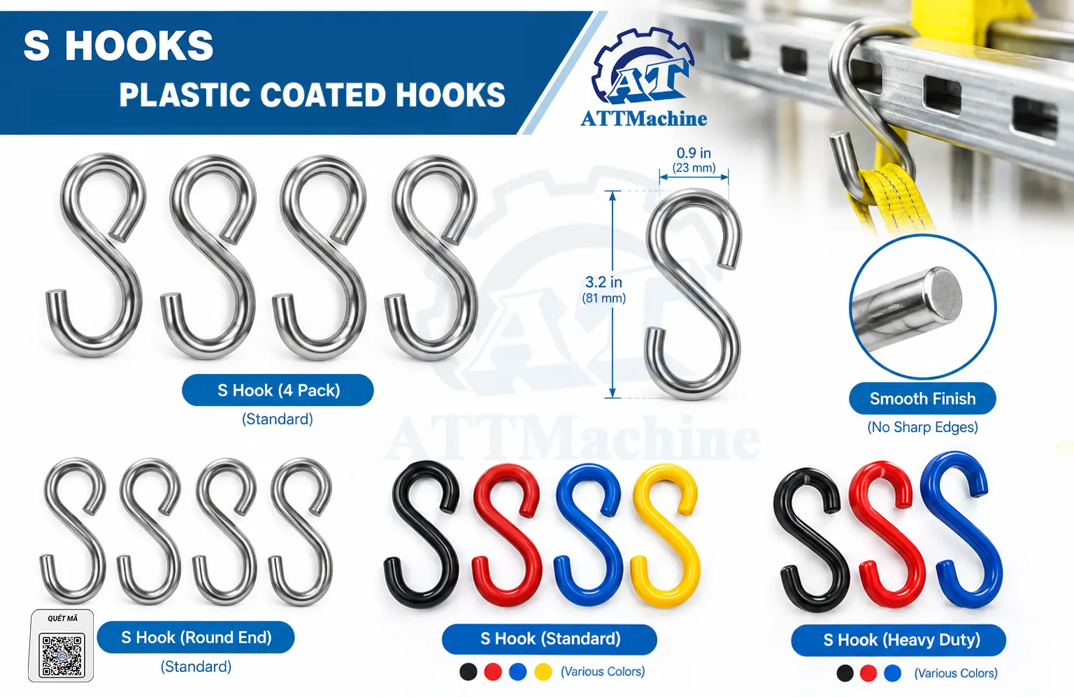 Iron S-hooks and plastic-coated S-hooks (manufacturer)