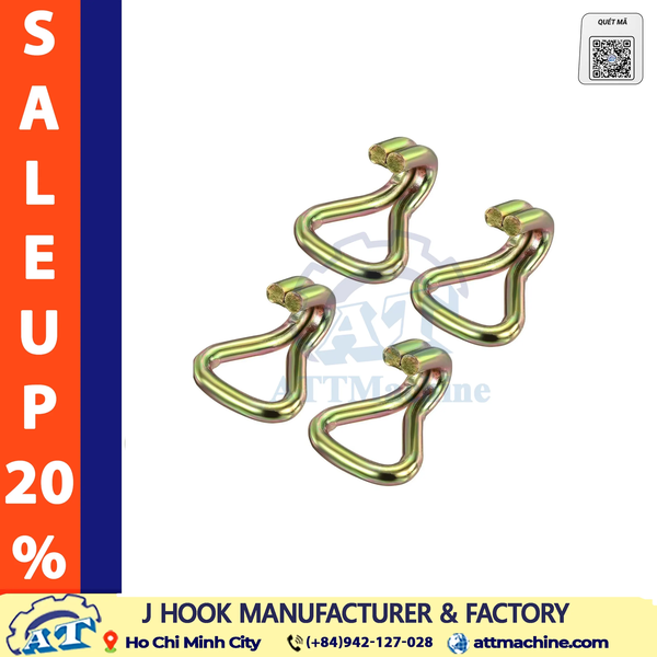 1 Inch J Hook | 25mm Cargo Tie-Down Hook