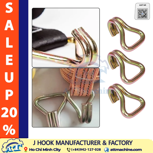 1.5 Inch J Hook | 38mm Cargo Tie-Down Hook