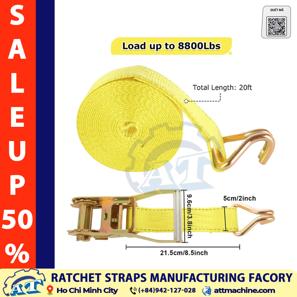 2 Inch Ratchet Straps – 5 Ton Breaking Strength