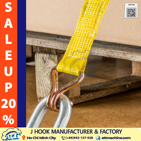 2 Inch J Hook | 10,000 lbs Breaking Strength, 3,333 lbs WLL
