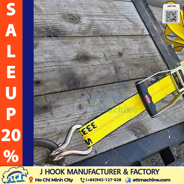 2 Inch J Hook | 10,000 lbs Breaking Strength, 3,333 lbs WLL
