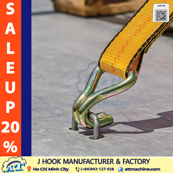 2 Inch J Hook | 10,000 lbs Breaking Strength, 3,333 lbs WLL