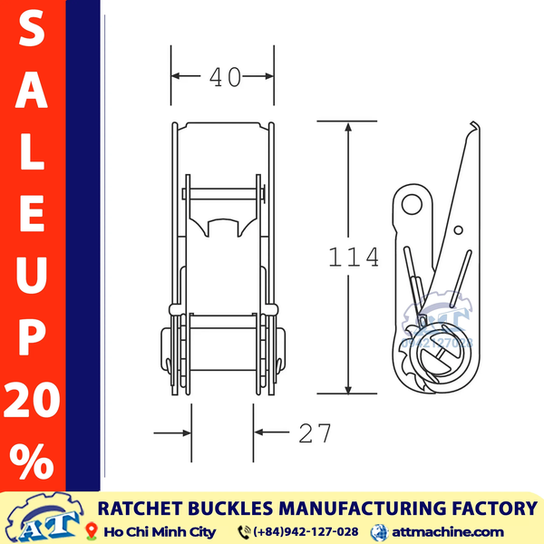 1 Inch Ratchet Buckle - 1940lb