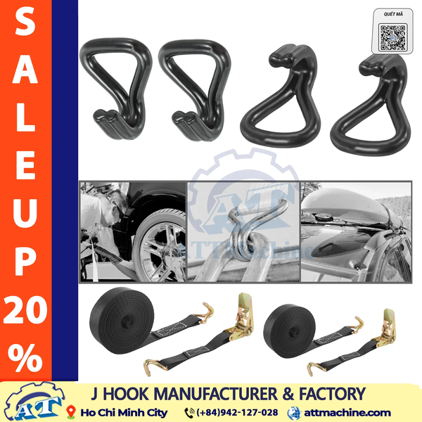 1 Inch J Hook | 25mm Cargo Tie-Down Hook