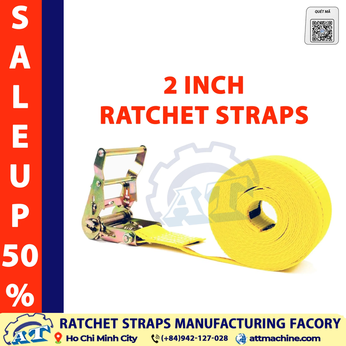 2 Inch Ratchet Straps – 5 Ton Breaking Strength