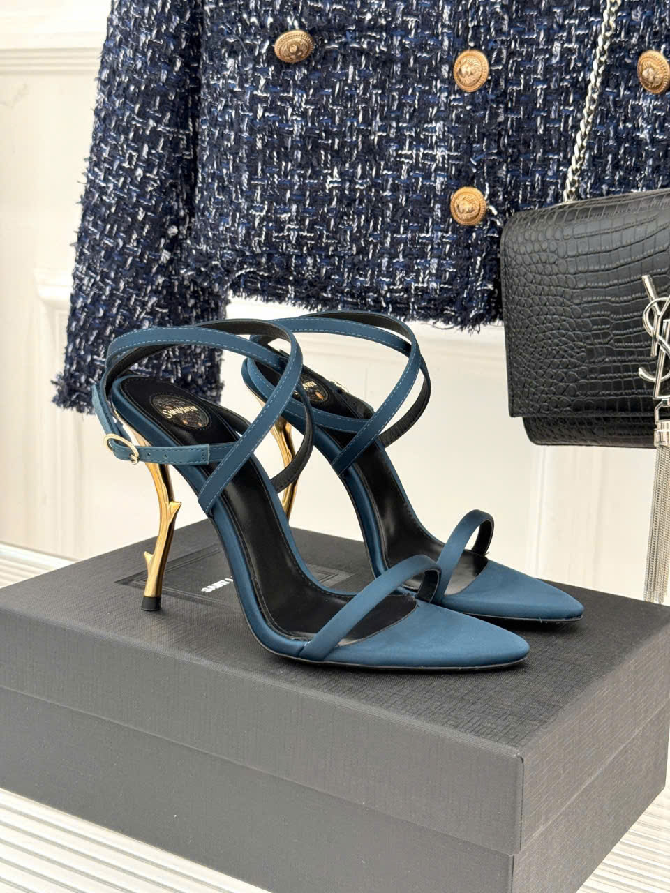 dép dây Ysl cao gót màu xanh bán chạy nhất dép dây Ysl cao gót màu xanh bán chạy nhất