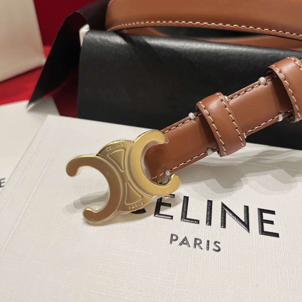 Thắt Lưng Celine Triomphe Màu Nâu 1.8cm Da Bê Cao Cấp Thắt Lưng Celine Triomphe Màu Nâu 1.8cm Da Bê Cao Cấp