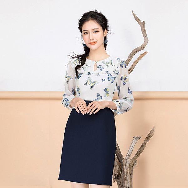 Set đầm váy công sở trắng 