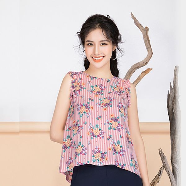 Áo sơ mi nữ sọc hồng