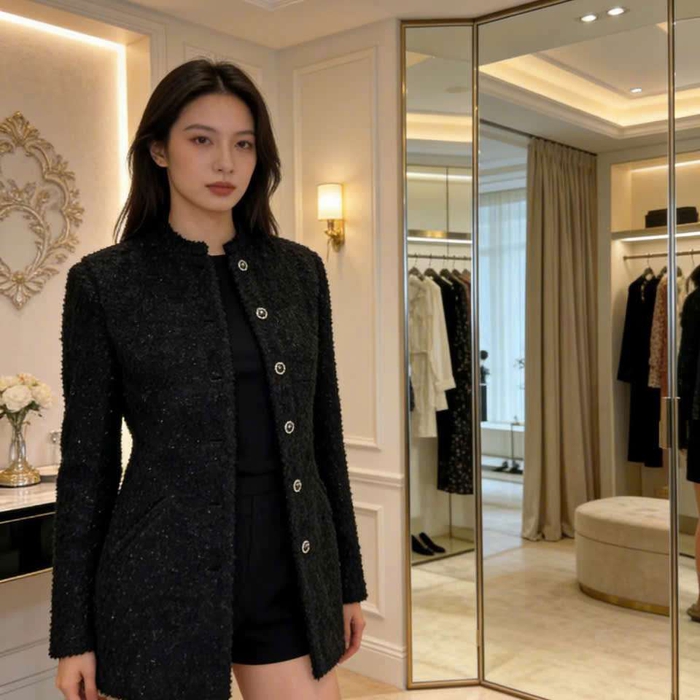 Áo Tweed Chanel Bản Like Auth Màu Đen Nữ Sang Trọng Dành Cho Nữ