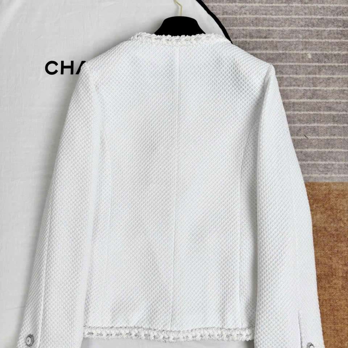 Áo Khoác Tweed Chanel Màu Trắng Cao Cấp Thanh Lịch Phong Cách Paris
