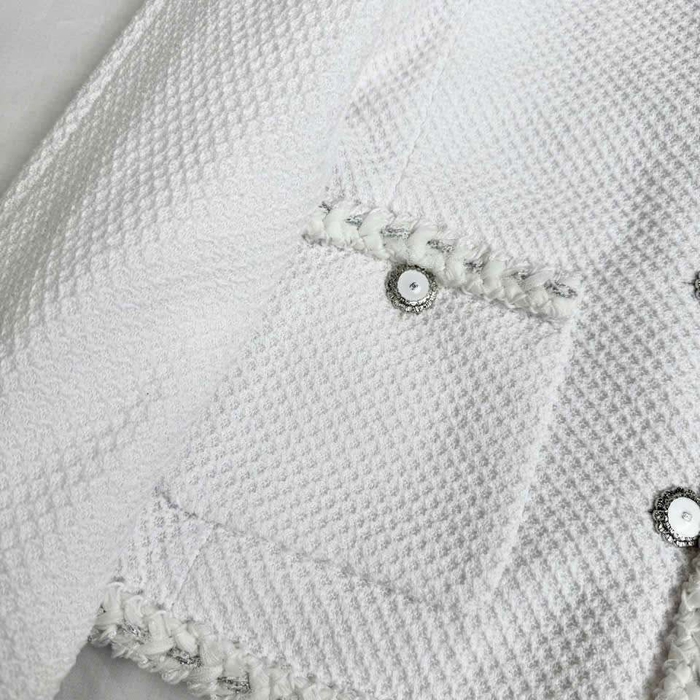 Áo Khoác Tweed Chanel Màu Trắng Cao Cấp Thanh Lịch Phong Cách Paris