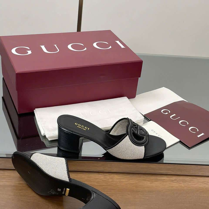 Dép Gucci Da Phối Canvas Tại Shop Tphcm Mang Nhiều Không Đau Chân