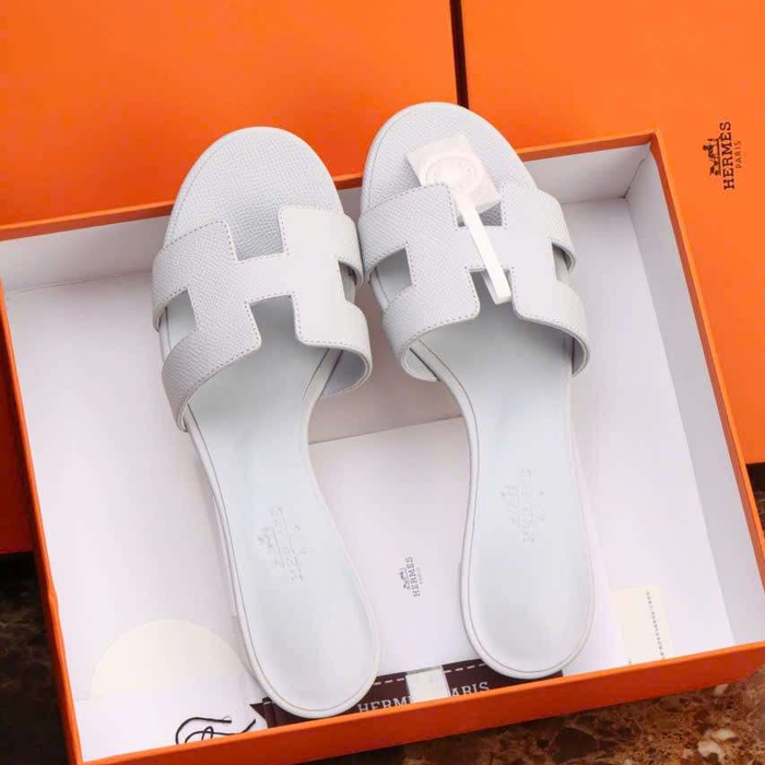 Dép Hermes Oasis Da Epsom Màu Trắng 5Cm Cao Cấp Tại Hà Nội