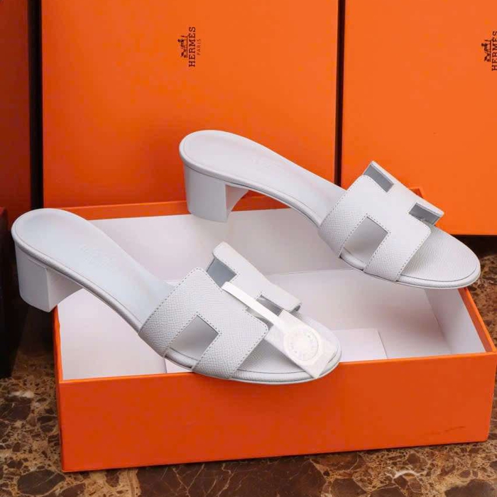 Dép Hermes Oasis Da Epsom Màu Trắng 5Cm Cao Cấp Tại Hà Nội