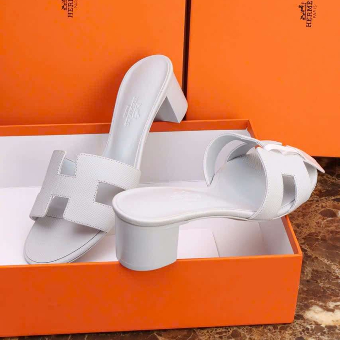 Dép Hermes Oasis Da Epsom Màu Trắng 5Cm Cao Cấp Tại Hà Nội