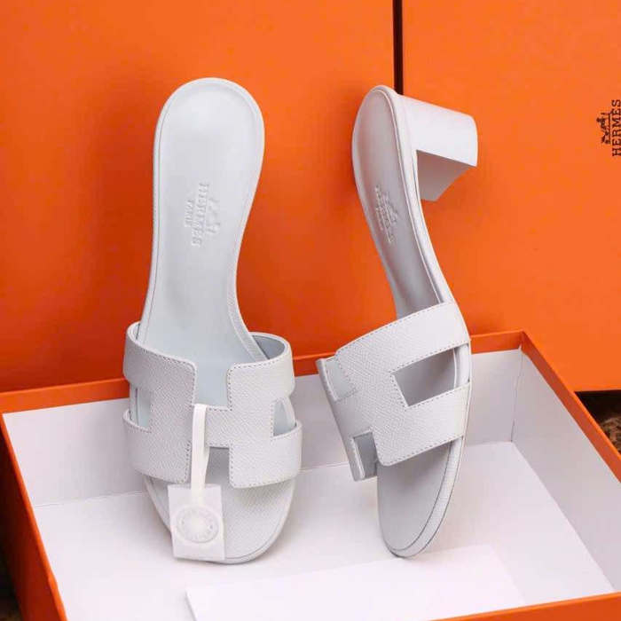 Dép Hermes Oasis Da Epsom Màu Trắng 5Cm Cao Cấp Tại Hà Nội