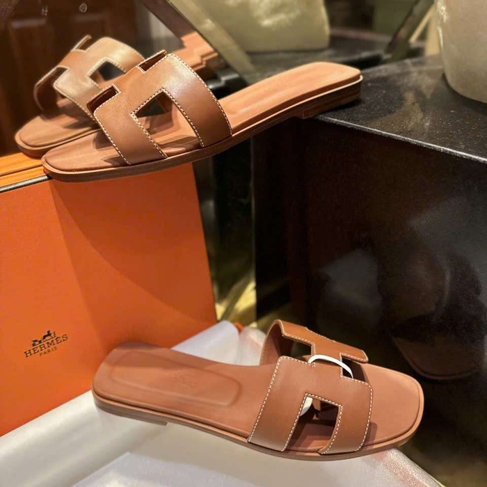 Shop Dép Hermes Oran Da Thật Màu Nâu Tại TPHCM Mẫu Mới Cho Nữ