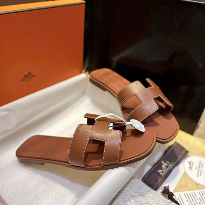 Shop Dép Hermes Oran Da Thật Màu Nâu Tại TPHCM Mẫu Mới Cho Nữ