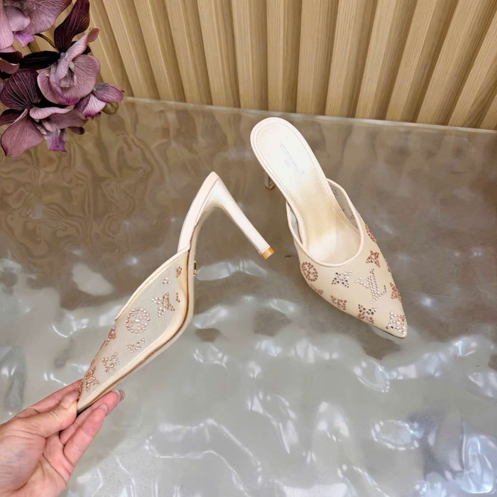 Dép Louis Vuitton Cao Gót Lưới Đính Đá Like Auth Ở Hà Nội