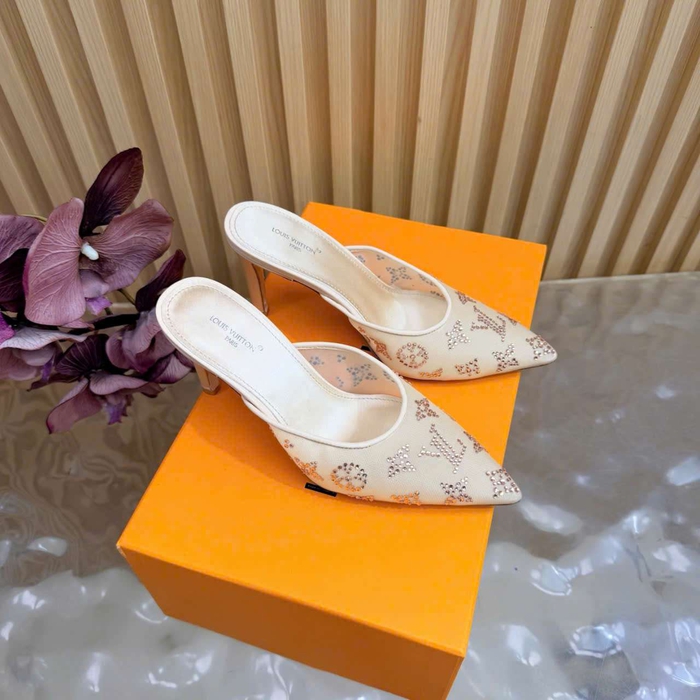 Dép Louis Vuitton Cao Gót Lưới Đính Đá Like Auth Ở Hà Nội