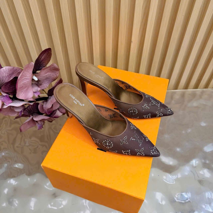 Dép Louis Vuitton Cao Gót Lưới Đính Đá Like Auth Ở Hà Nội