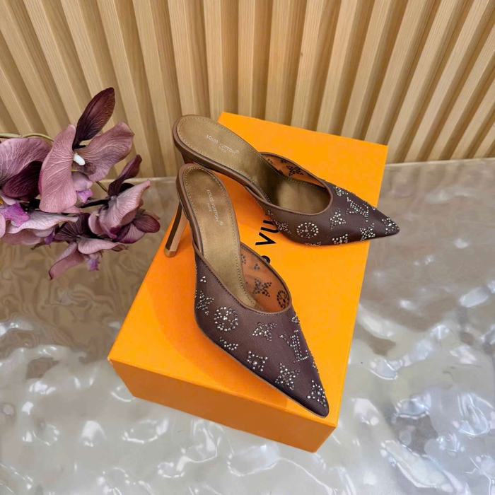Dép Louis Vuitton Cao Gót Lưới Đính Đá Like Auth Ở Hà Nội