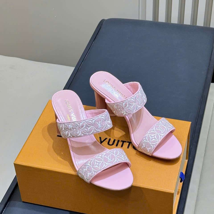 Dép Louis Vuitton Monogram Cao Gót Màu Hồng Siêu Cấp Vip Tại Hải Phòng