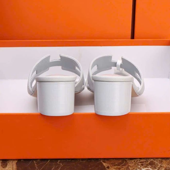 Dép Hermes Oasis Da Epsom Màu Trắng 5Cm Cao Cấp Tại Hà Nội