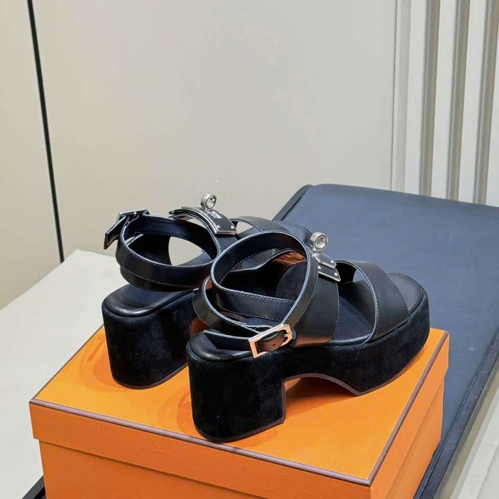 Dép Sandal Hermes Cao Gót Da Thật Dễ Phối Đồ Cho Nữ Hiện Đại