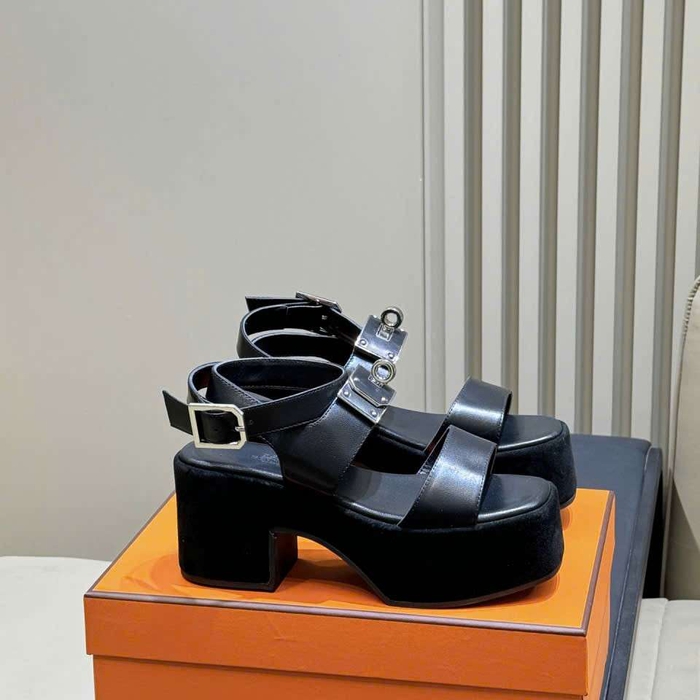 Dép Sandal Hermes Cao Gót Da Thật Dễ Phối Đồ Cho Nữ Hiện Đại