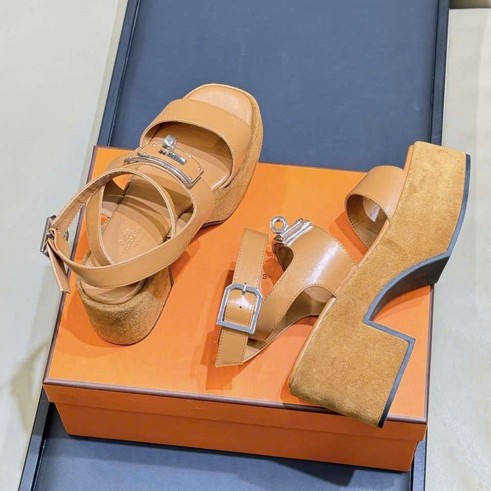 Dép Sandal Hermes Cao Gót Da Thật Dễ Phối Đồ Cho Nữ Hiện Đại